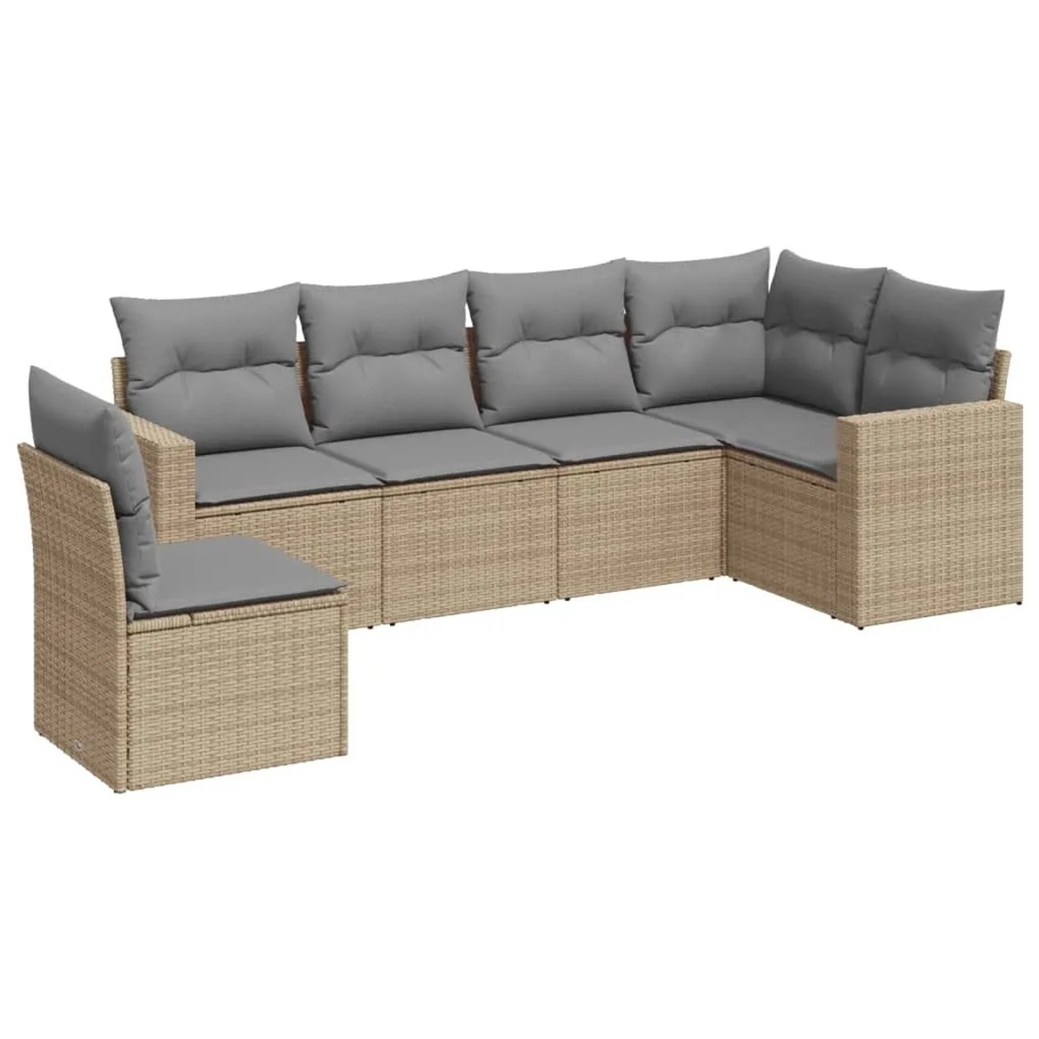 vidaXL 6-Tlg Garten-Sofagarnitur mit Kissen Beige Poly Rattan 3251366