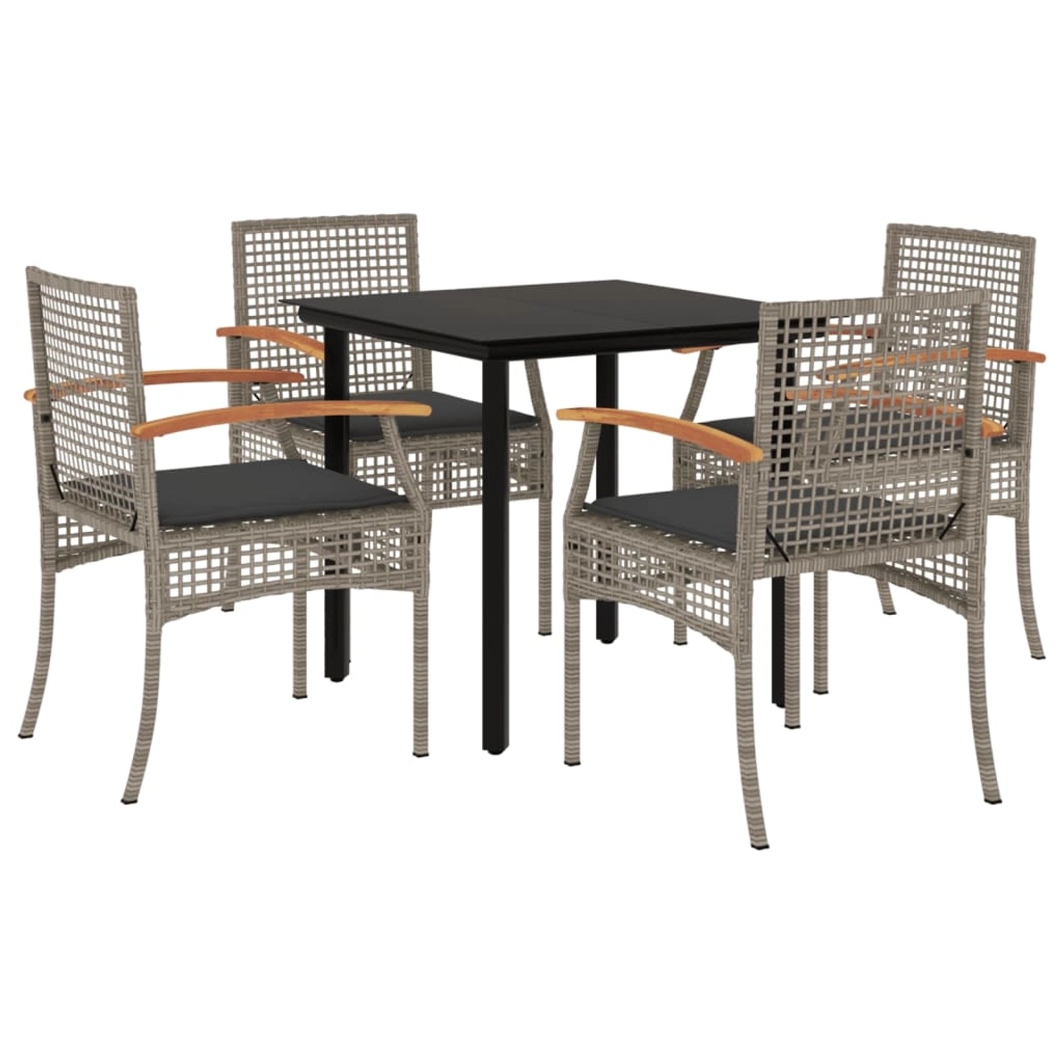 vidaXL 5-Tlg Garten-Essgruppe mit Kissen Grau Poly Rattan 3213618 günstig online kaufen