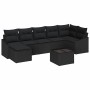Schwarzes 8-tlg. vidaXL Garten-Sofa-Set aus Poly Rattan mit Tisch und bequemen Kissen.