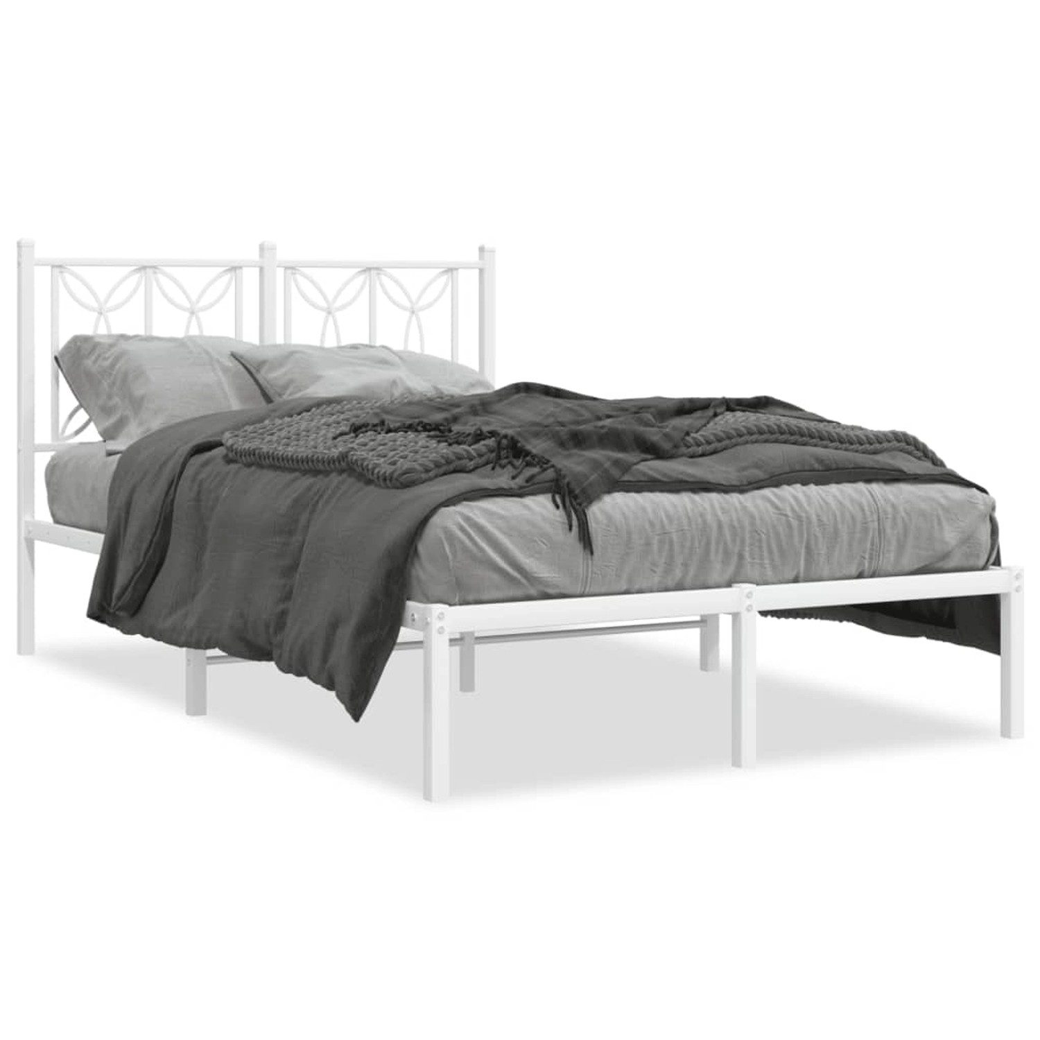 vidaXL Bettgestell mit Kopfteil Metall Weiß 120x190 cm 376174 günstig online kaufen