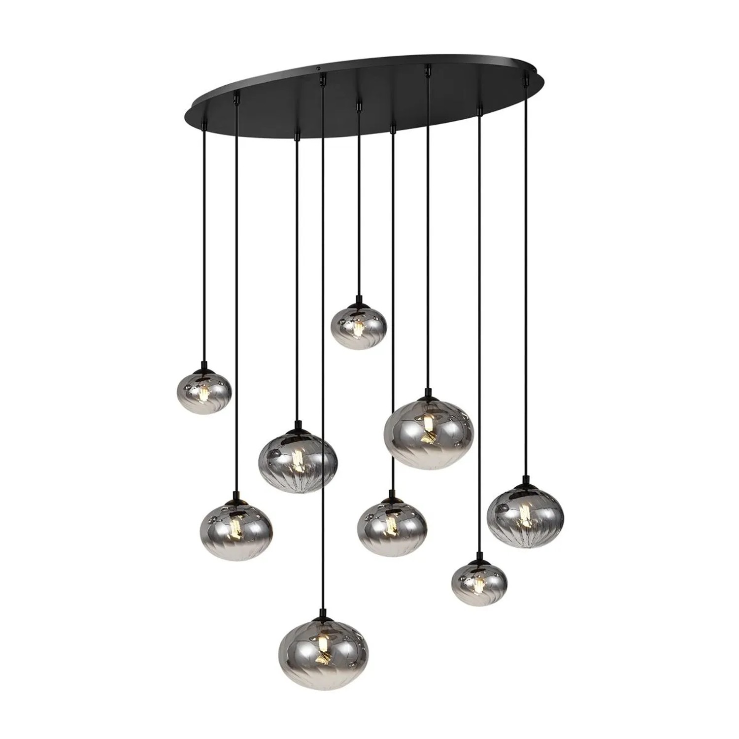 QAZQA Moderne Hängelampe Schwarz mit Rauchglas 9 Flammig Jia