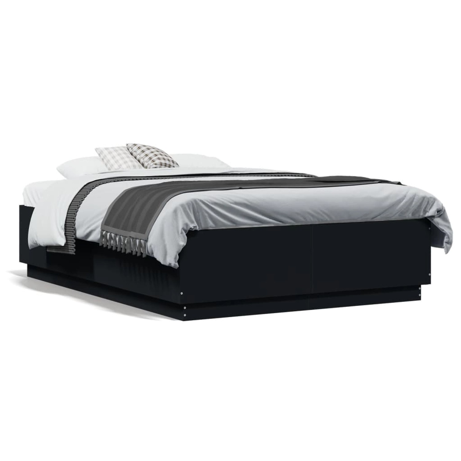 vidaXL Bettgestell Schwarz 135x190 cm Holzwerkstoff 3209738 günstig online kaufen