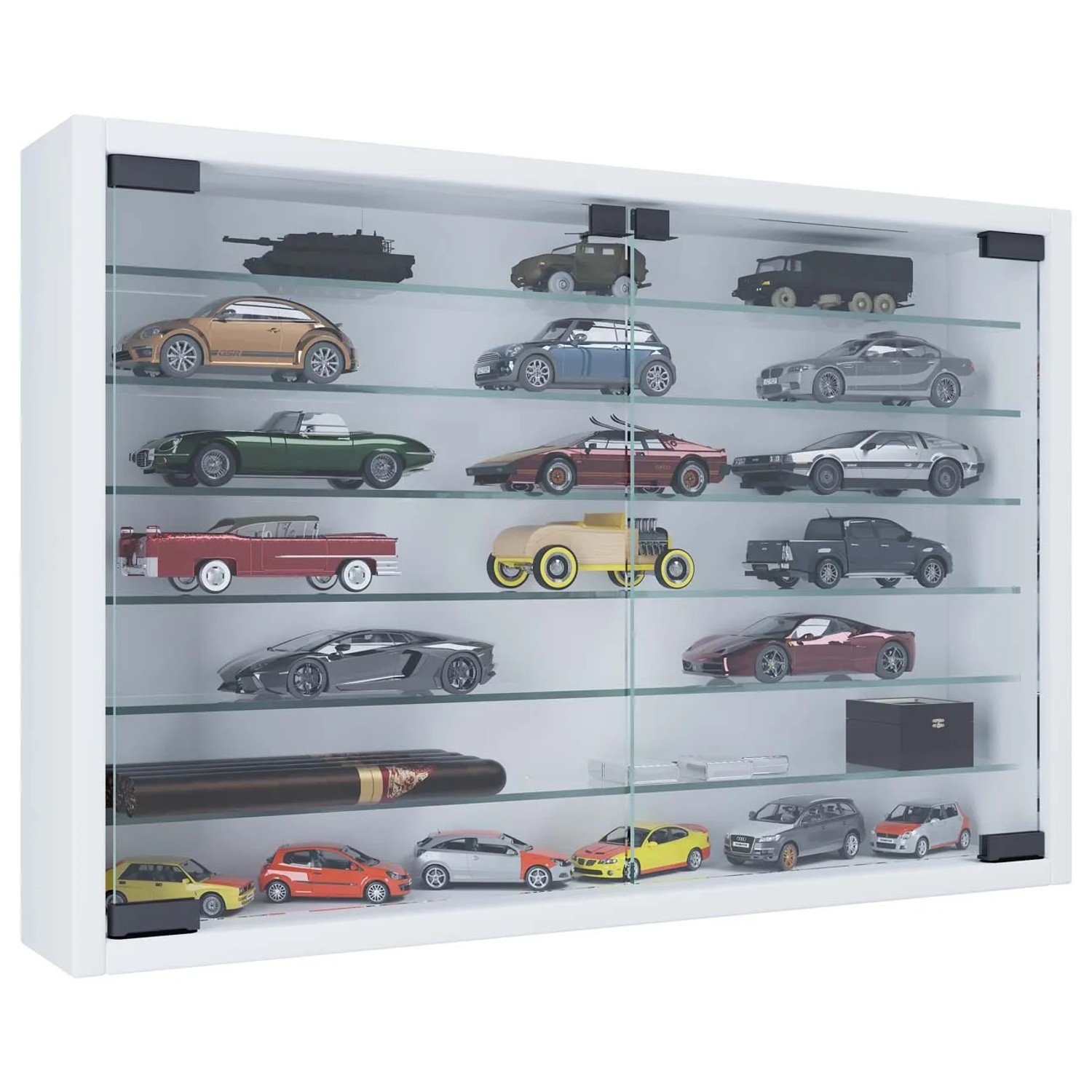 ebuy24 MandosaXL Glasvitrinen Wandhängend 2 Glastüren Weiß günstig online kaufen