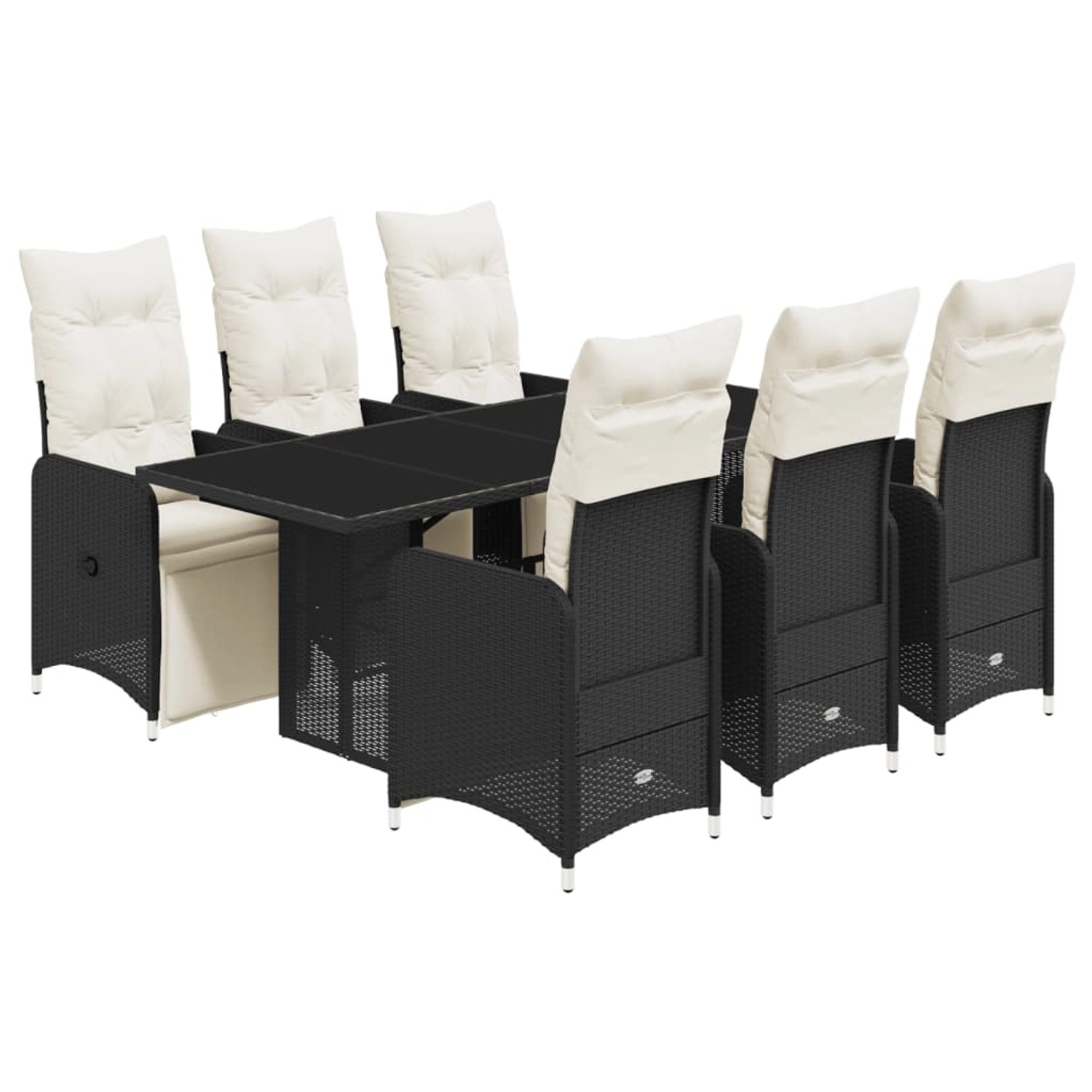 Thumbnail - vidaXL 7-tlg Garten-Bistro-Set mit Kissen Schwarz Poly Rattan Modell 10