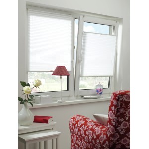 Gardinia EasyFix Plissee, 95x130 cm, Weiß, mit zwei Bedienschienen am Fenster.