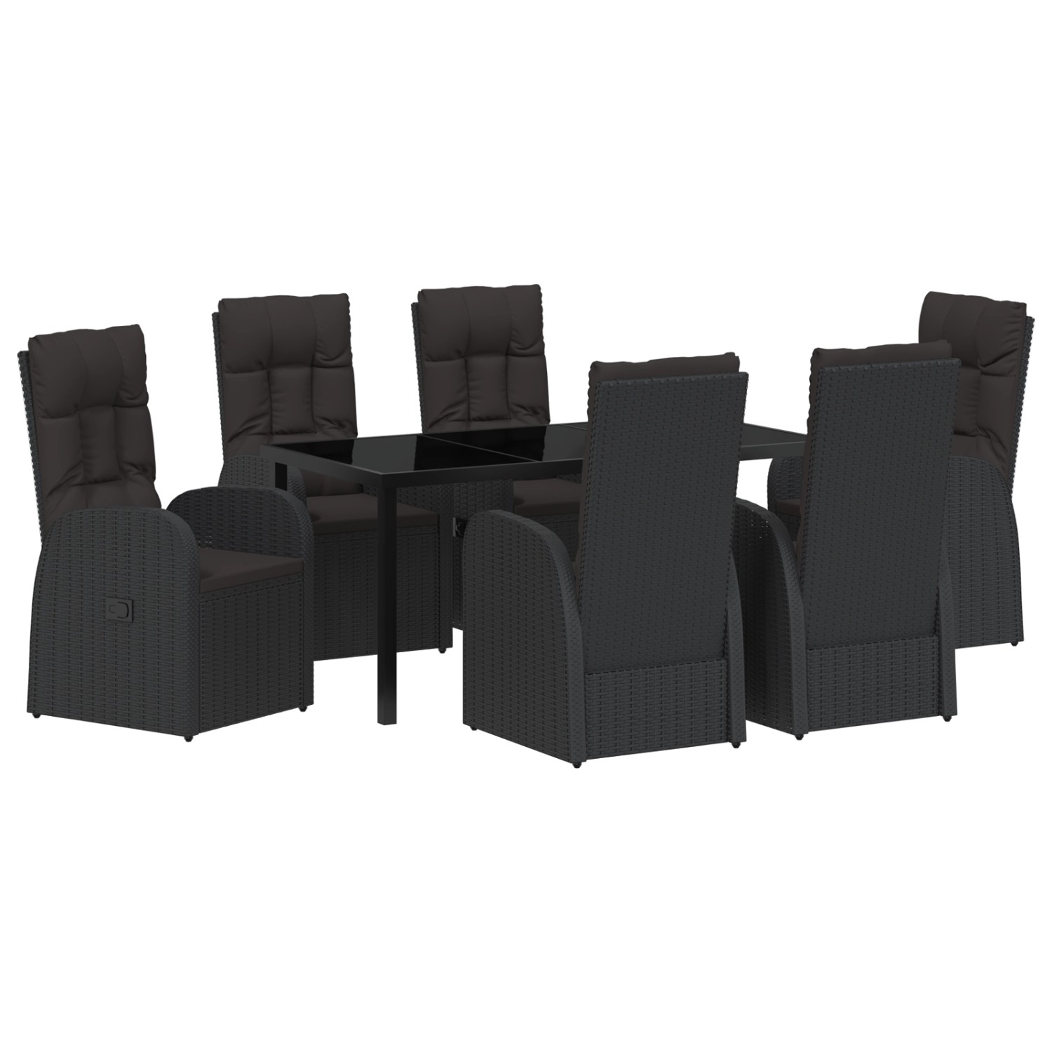 vidaXL Garten Essgruppe mit Kissen 7-Tlg Schwarz Poly Rattan 3379524 günstig online kaufen