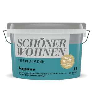 Eimer Schöner Wohnen Trendfarbe Lagune, matte Wandfarbe für Innenräume, 1 Liter.