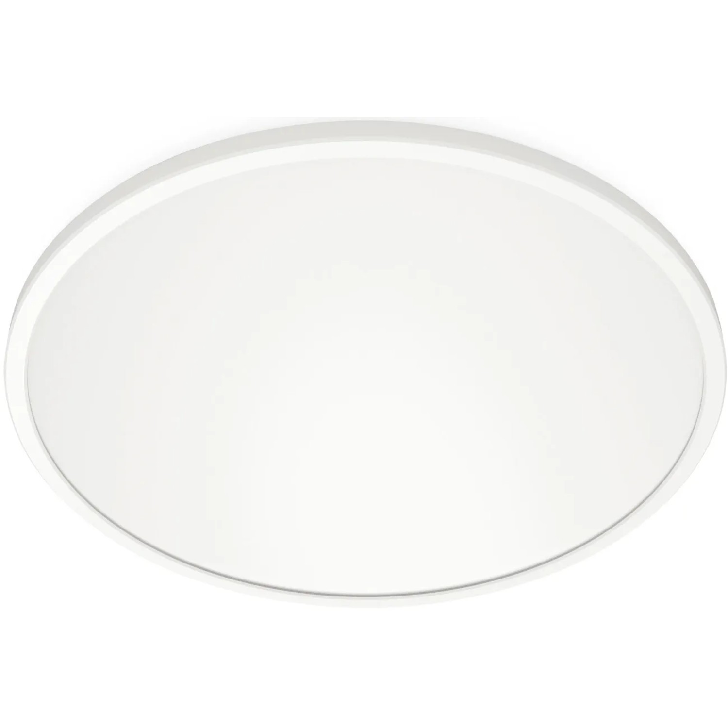 Weiße, runde WiZ LED-Deckenleuchte SuperSlim, dimmbar und smart steuerbar.