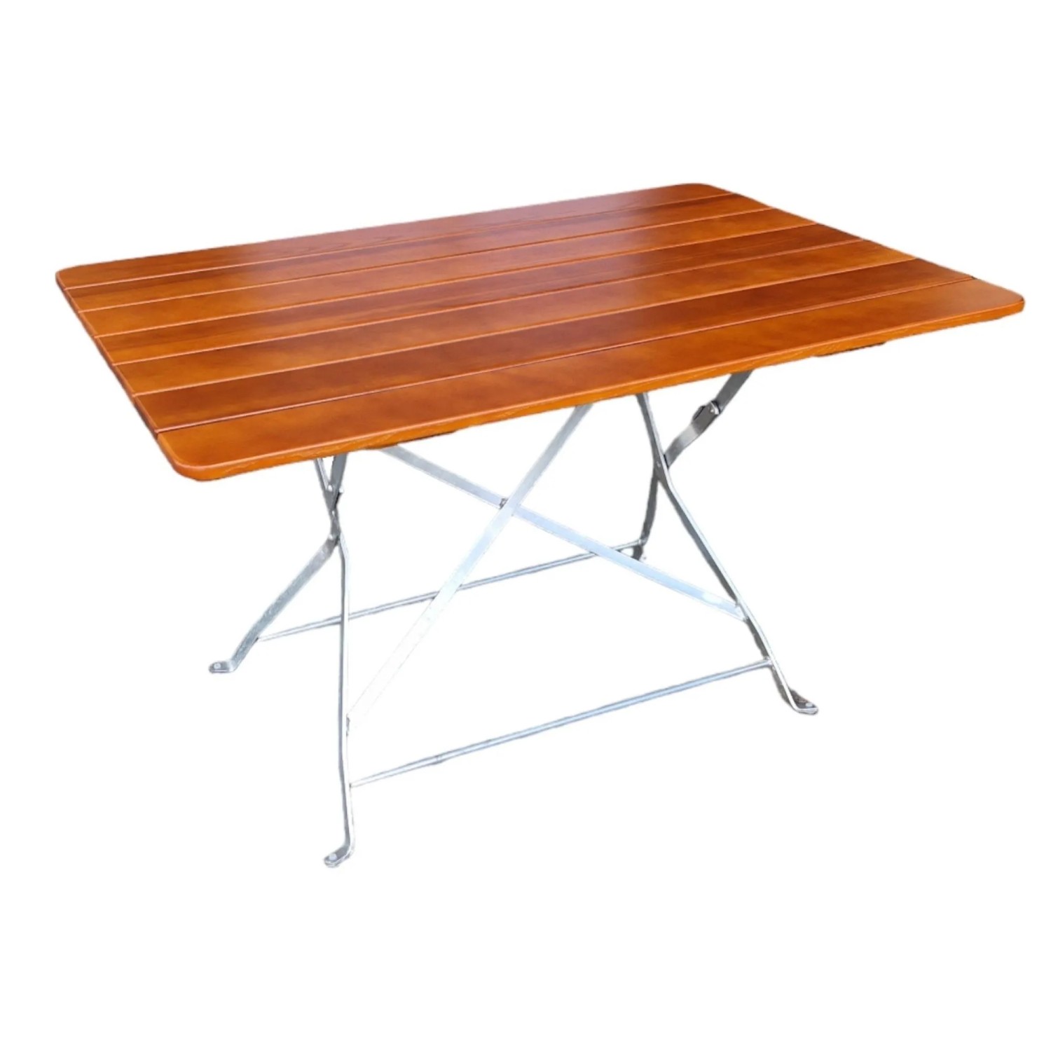 CHEFGASTRO Biergartentisch BERGTAL Made In Germany HxBxT 74x120x80cm Klappbar Wetterfest & UV-beständig Eschenholz Silber/Braun 6 Peronen