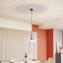 Retro Pendelleuchte Belarion in Alu/Glas, 1-flammig, für Wohnzimmer & Esszimmer.