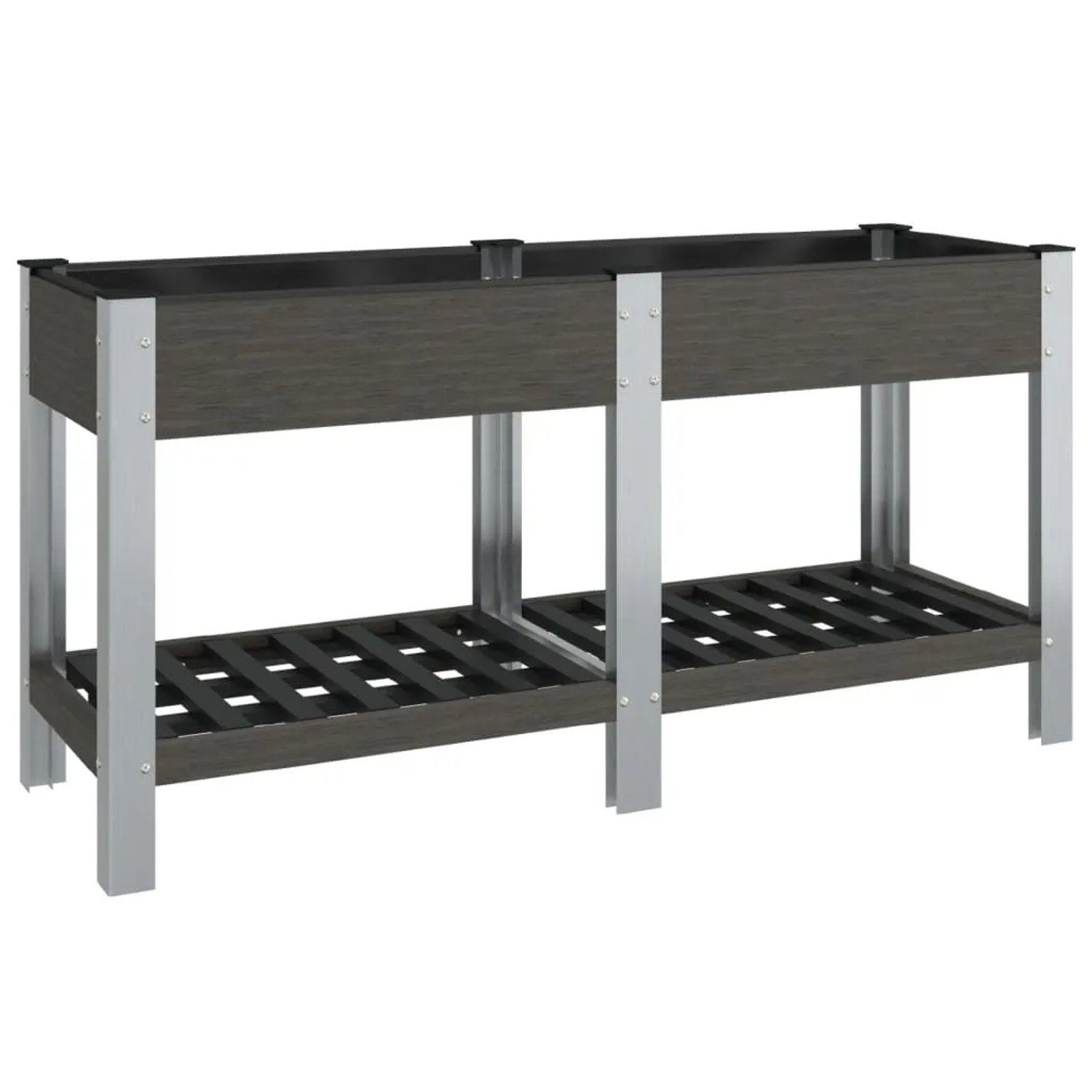 furnicato Garten-Hochbeet mit Ablage Grau 175x50x75 cm WPC