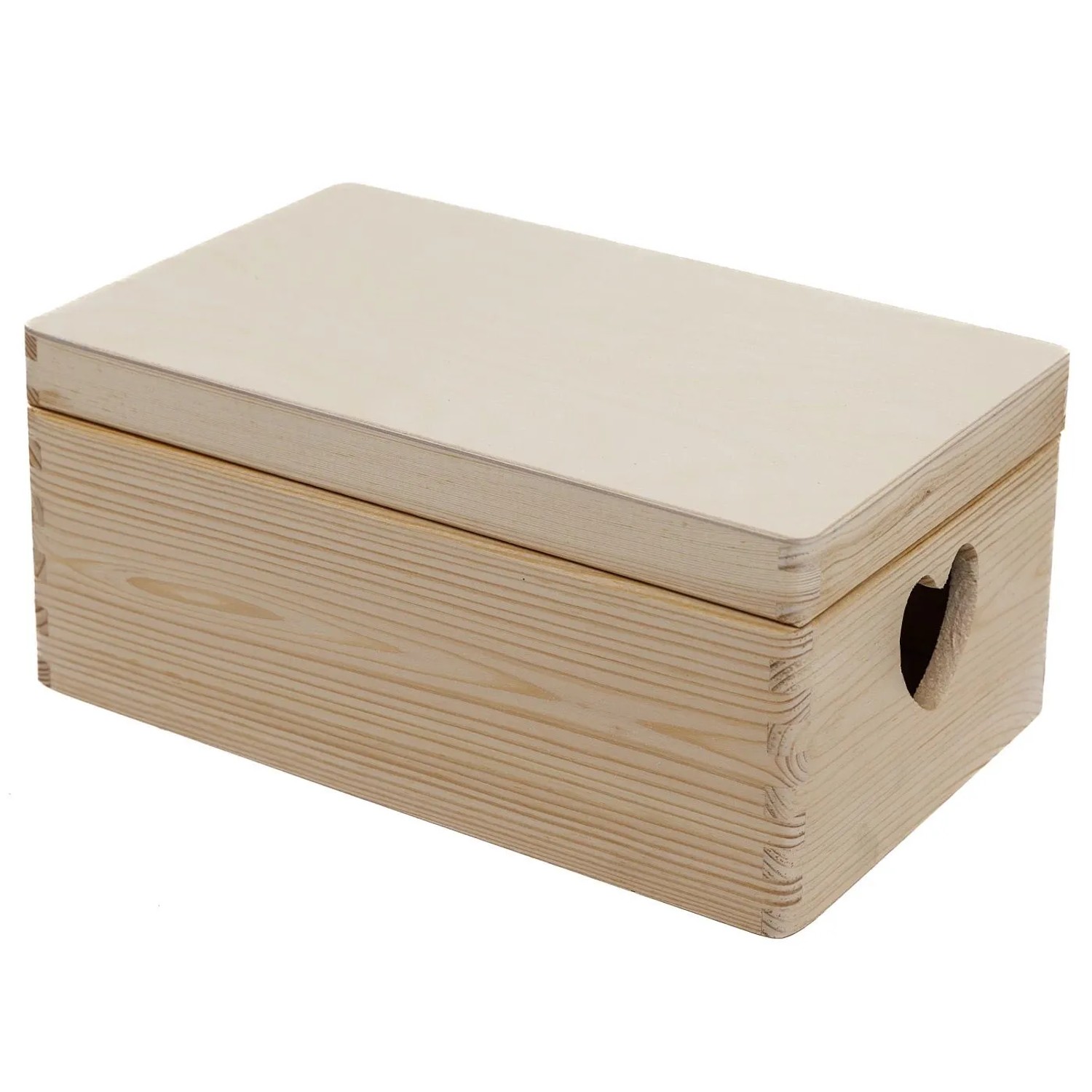 HolzFee Dekorative Kiste Holz mit Grifflöcher in Herzform 30 x 20 x 13 cm