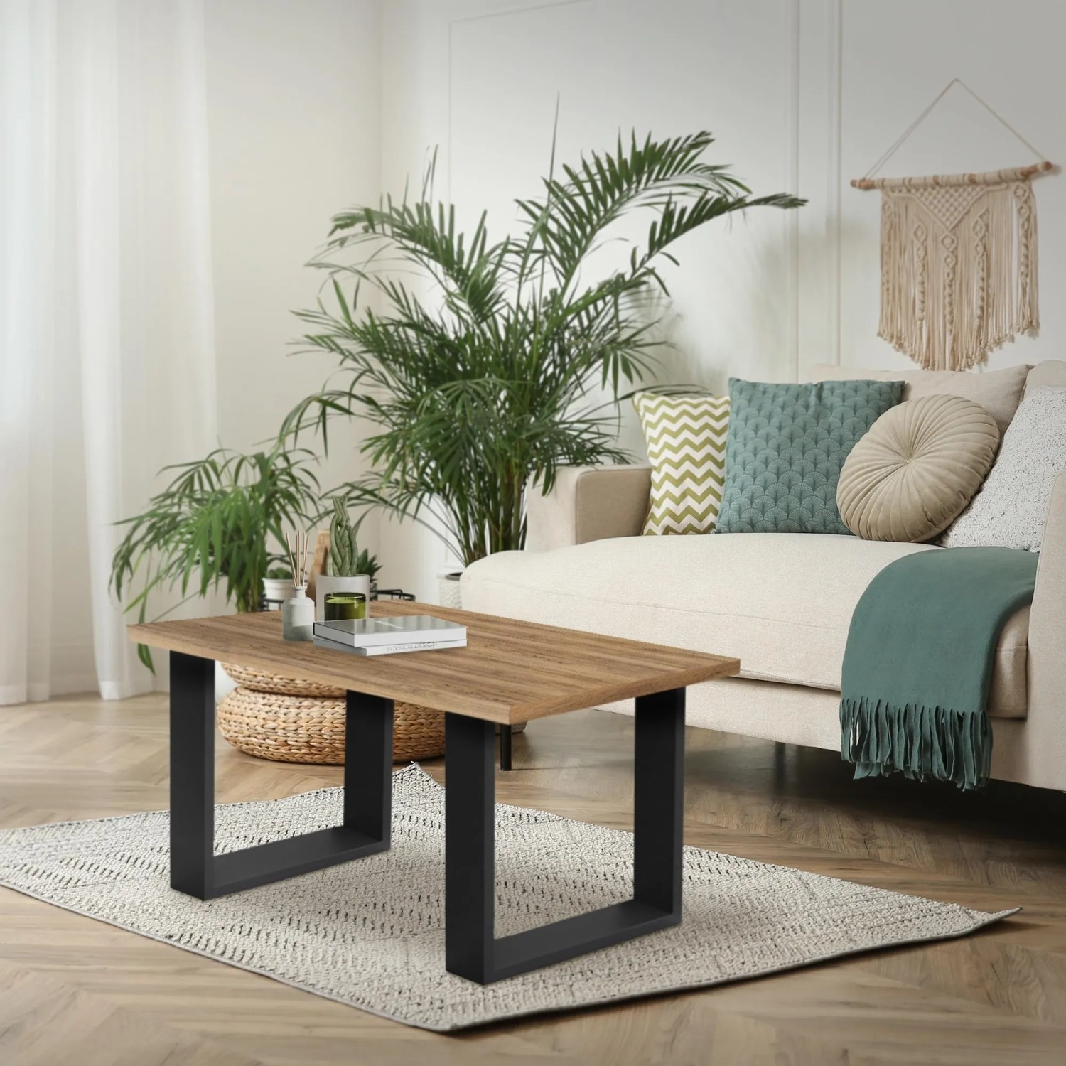 Esstisch mit schwarzem Stahlgestell im Industriedesign, 2er Set Tischbeine von ECD Germany.