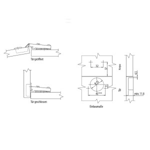 SOTECH 2 x Topfband Eckanschlag mit Kreuzmontageplatte