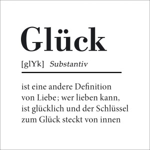 Pro Art Leinwandbild "Glück" 30x30 cm mit Definition und Zitat. Wandbild für Wohnraum.