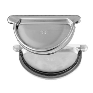 Zambelli Steckboden Halbrund 280, Zink Silber, mit Gummidichtlippe für Dachrinnen.