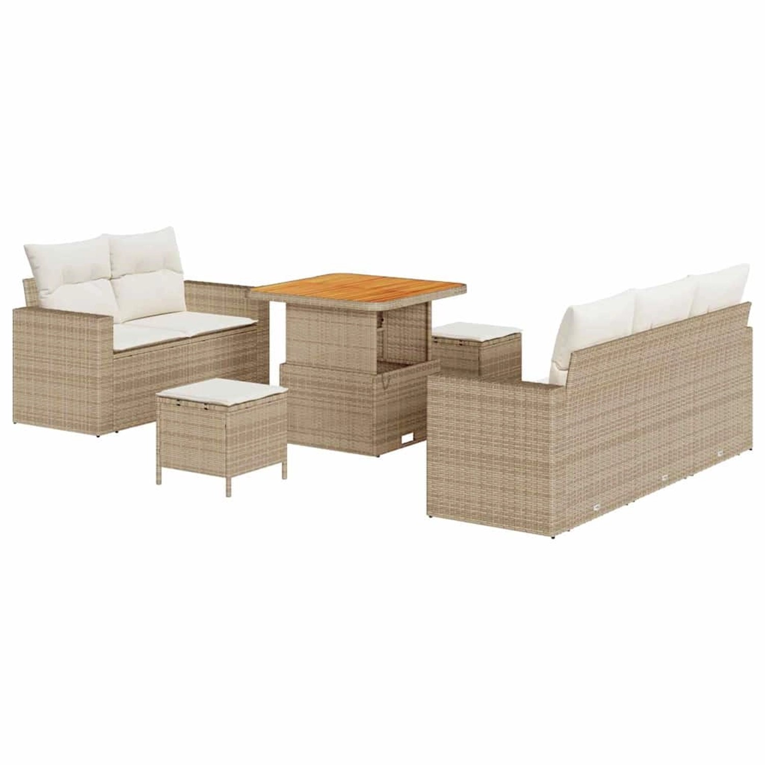 vidaXL Garten-Sofa-Set Höhenverstellbar 8-Tlg Beige Poly Rattan 3361556 günstig online kaufen