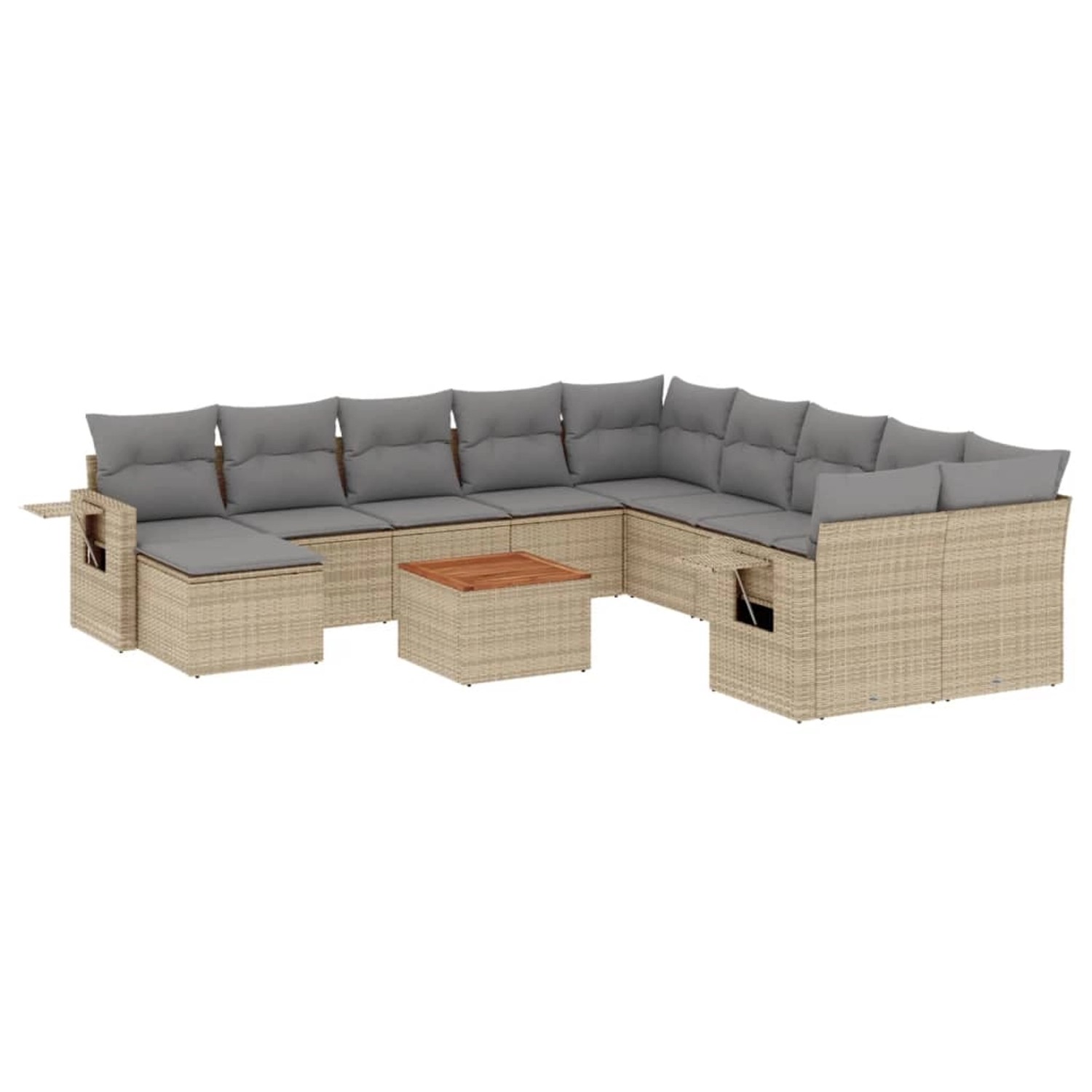 vidaXL 12-Tlg Garten-Sofagarnitur mit Kissen Beige Poly Rattan 3257193 günstig online kaufen