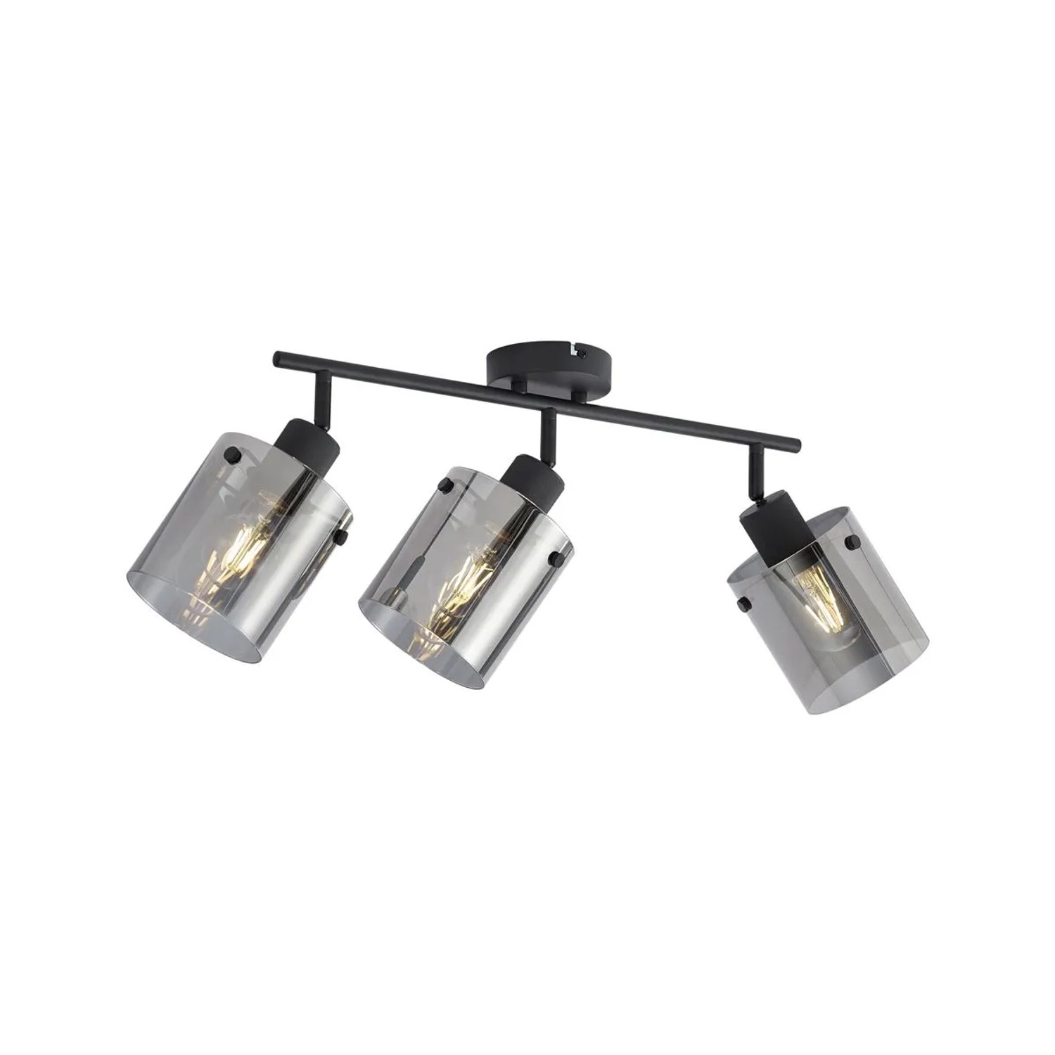 QAZQA Design Deckenstrahler Schwarz mit Rauchglas 3-Licht Domo