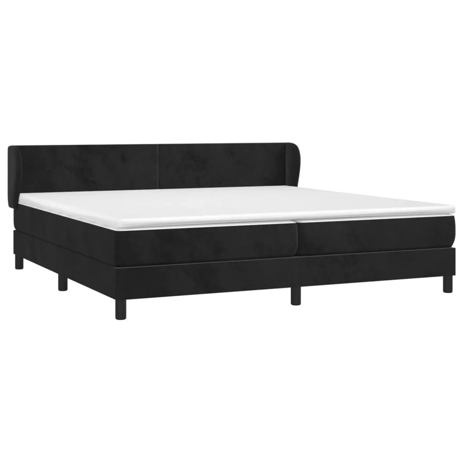 Schwarzes vidaXL Boxspringbett (200x200 cm) mit Matratze und Samtbezug.