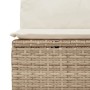 Detailaufnahme: Beige vidaXL Garten-Sofagarnitur aus Rattan mit cremefarbenen Kissen.
