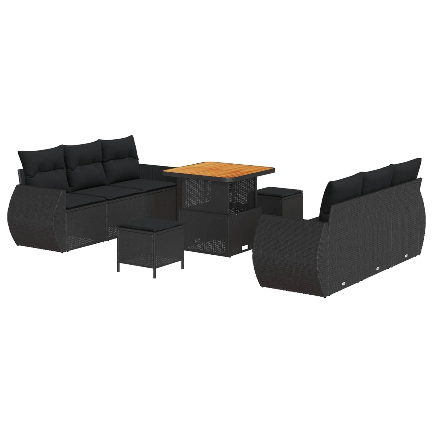 vidaXL Gartensofa-set mit Kissen 9-Tlg Schwarz Poly-Rattan 3363774 günstig online kaufen