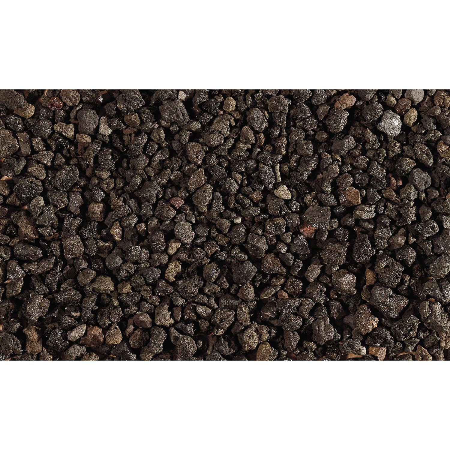 Nahaufnahme von Scherf Lavamulch, anthrazit-braun, 8-25 mm Körnung. Zierkies für Gartenwege und Steingärten.