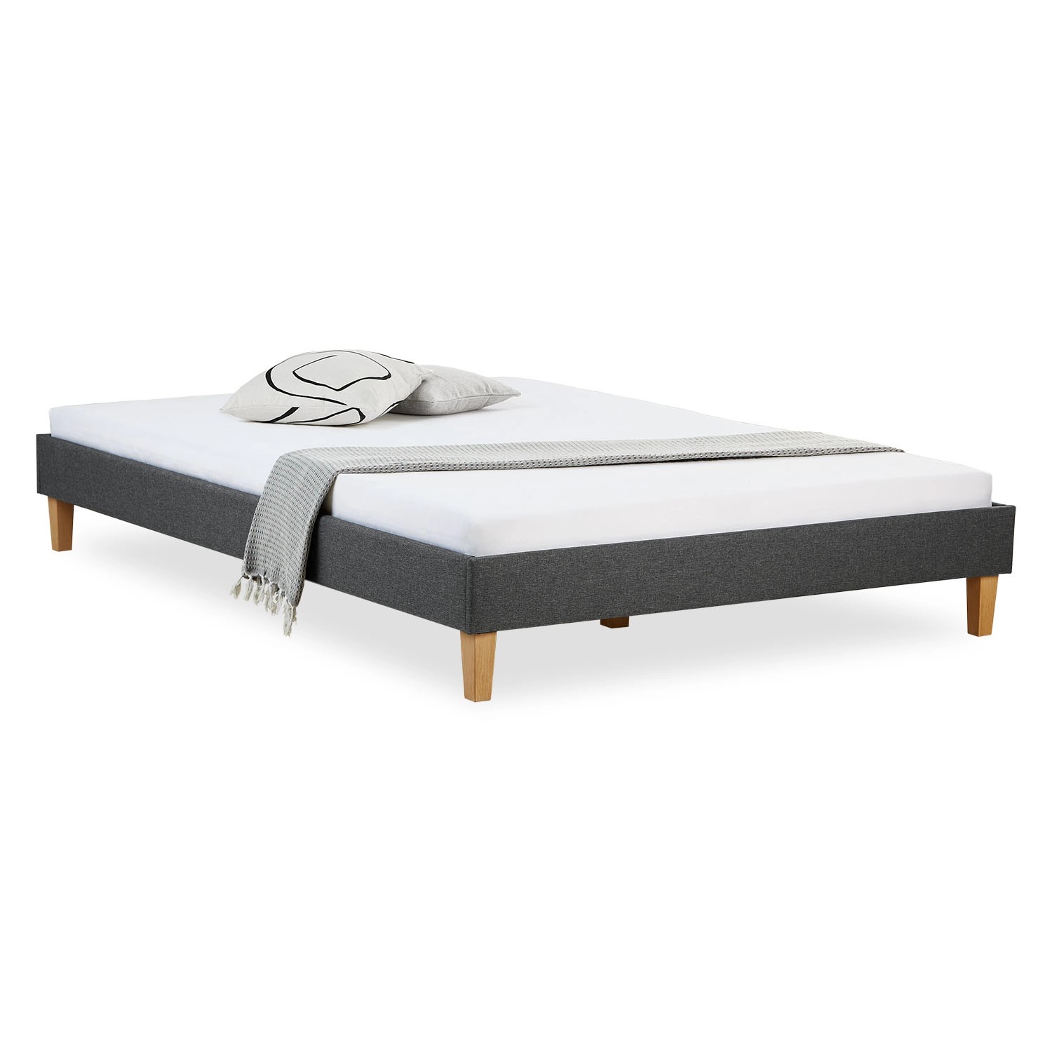 Homestyle4u Polsterbett mit Lattenrost 140x200 cm in Grau 1925