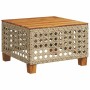 Beiger vidaXL Gartentisch aus Rattan mit Akazienholzplatte, Teil der Garten-Sofagarnitur.