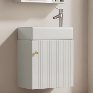 Wandhängender Waschtisch mit Unterschrank (46 cm) im modernen Design für kleine Bäder/Gäste-WC.