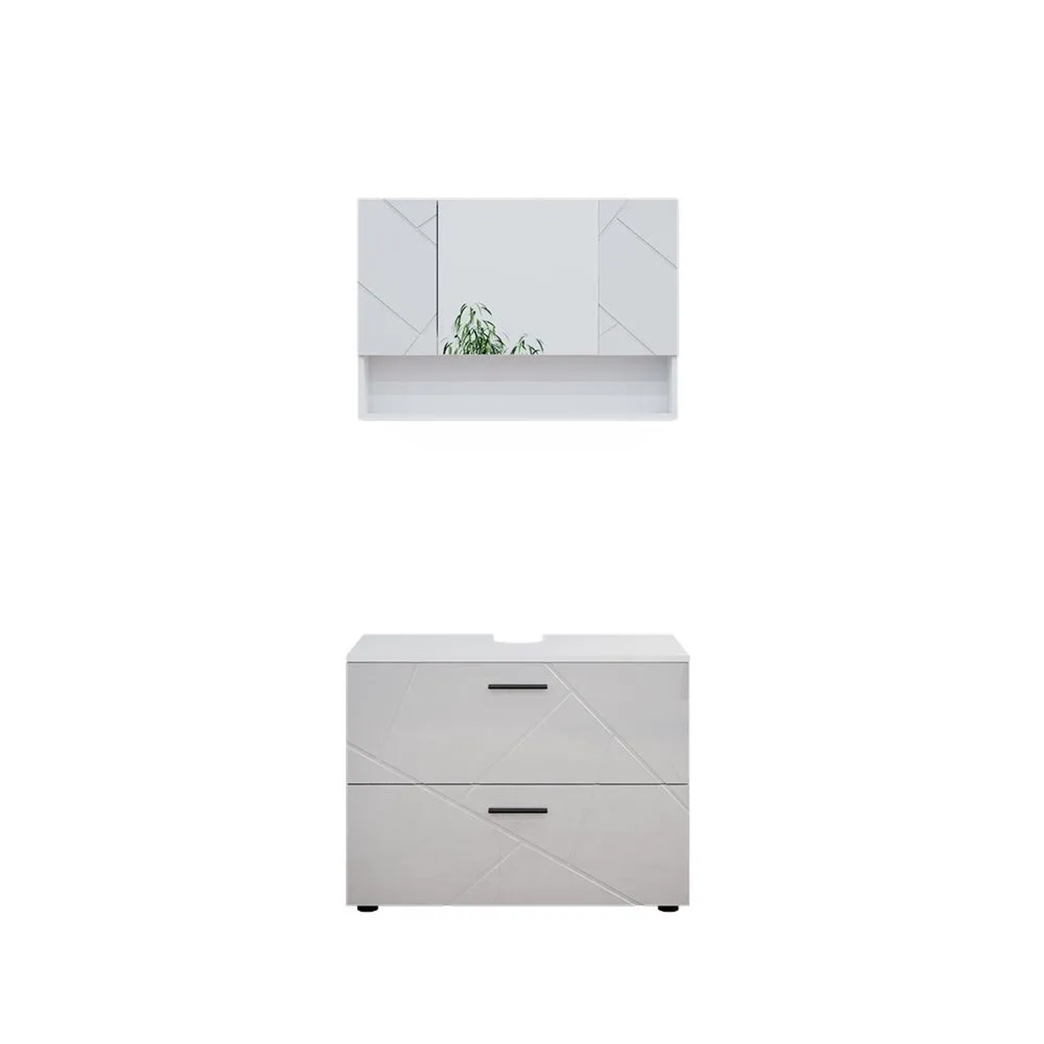 Vicco Badmöbel-Set Irma Weiß Hochglanz 80 x 59 2-teilig