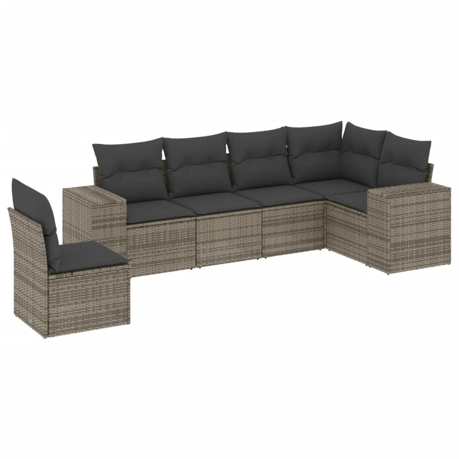 vidaXL 6-Tlg Garten-Sofagarnitur mit Kissen Grau Poly Rattan 3254967 günstig online kaufen