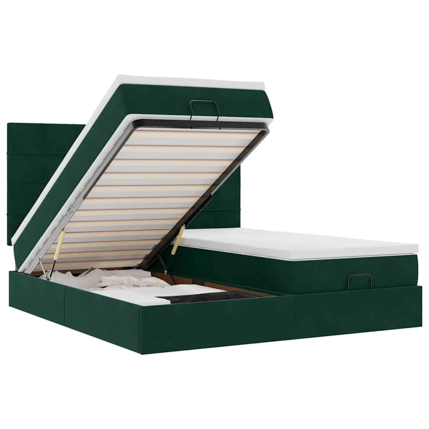 vidaXL Ottoman-Bett mit Matratzen Dunkelgrün 160x200 cm Samt 3313769