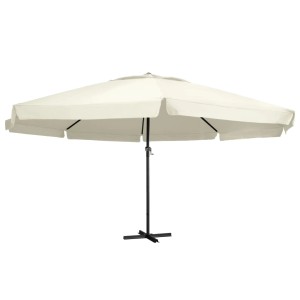furnicato Sonnenschirm, 600 cm, Sandweiß, mit Aluminium-Mast. Ideal für Balkon und Garten.