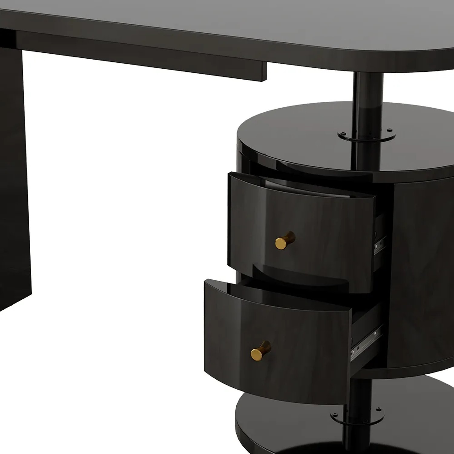 Vicco Schminktisch Lara, schwarz hochglanz, 120 cm breit, mit zwei Schubladen.
