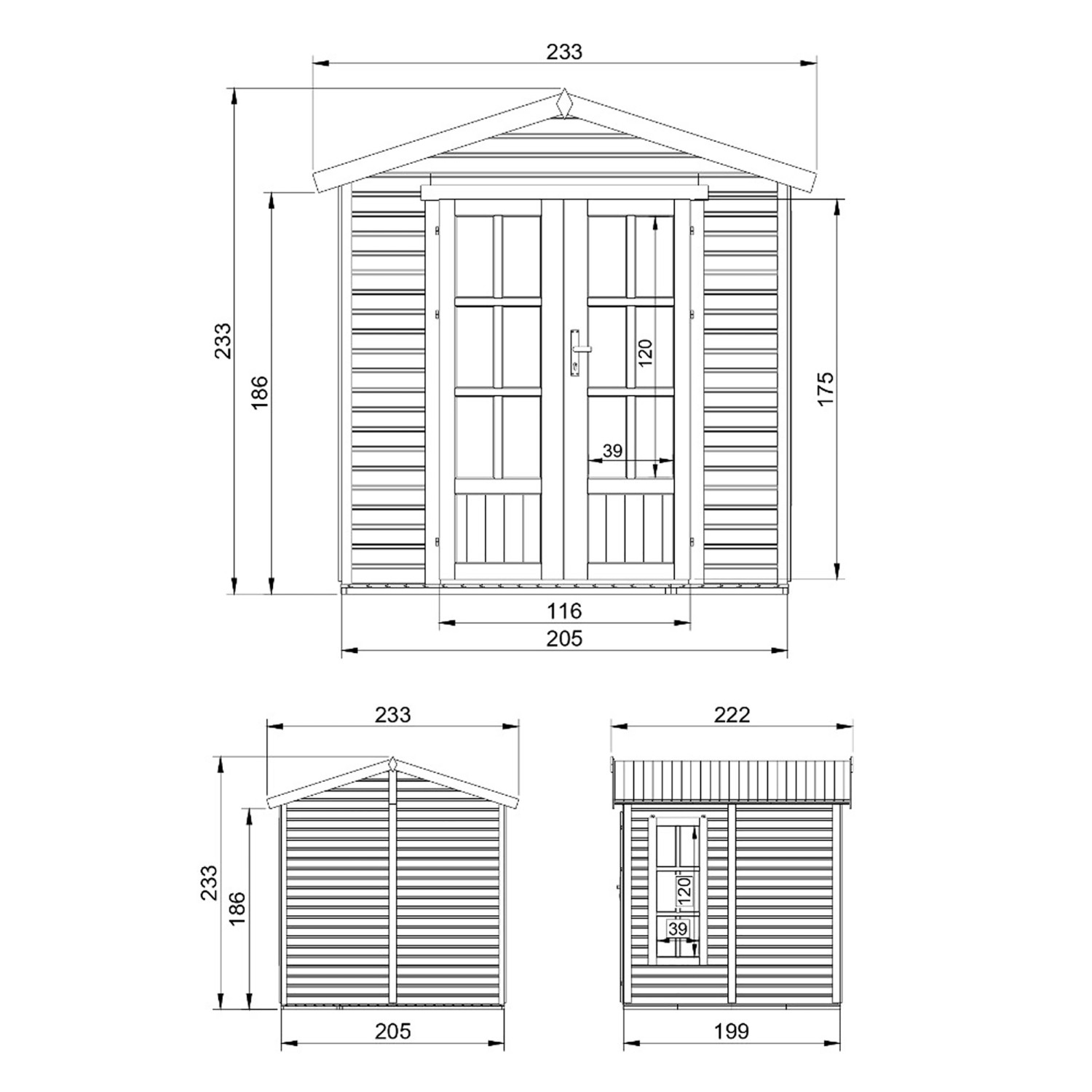 Timbela Gartenhaus Holz M351FB+H351FBGREY 4,08 m² Dachziegel Grau mit Boden_5