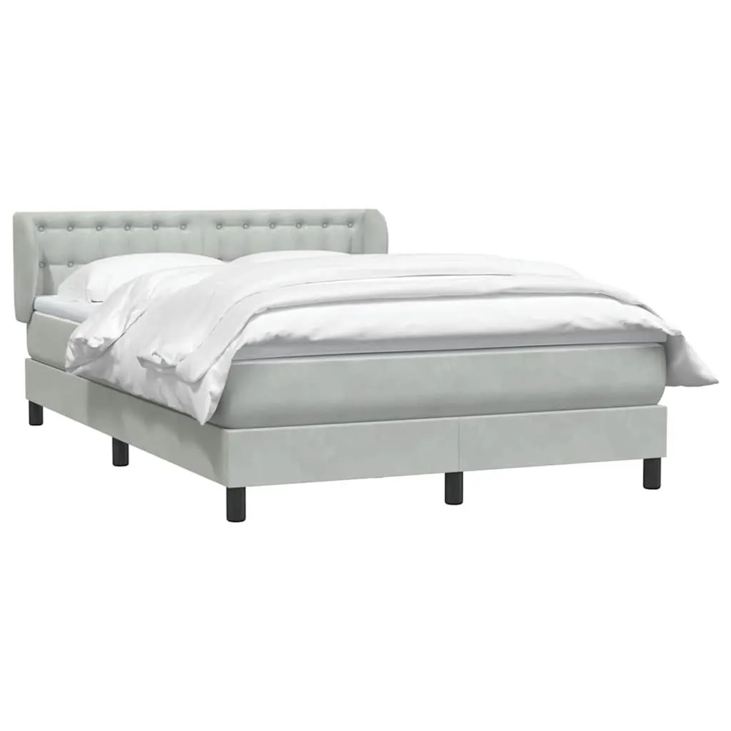 vidaXL Boxspringbett mit Matratze Hellgrau 160x220 cm Samt 3317907