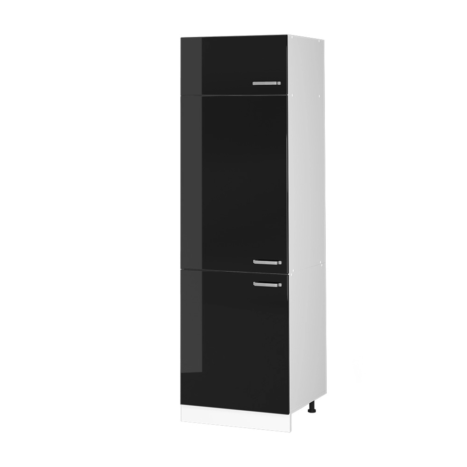 Thumbnail - Vicco Kühlumbauschrank R-Line Hochschrank für die Küche Schwarz Hochglanz/Weiß 60 cm