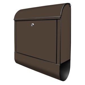 Design Briefkasten, schwarz pulverbeschichtet mit Zeitungsfach, Motiv Schokobraun.