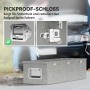 HOMCOM Gerätekasten aus Aluminium, silberfarben, mit Details zum Schloss.