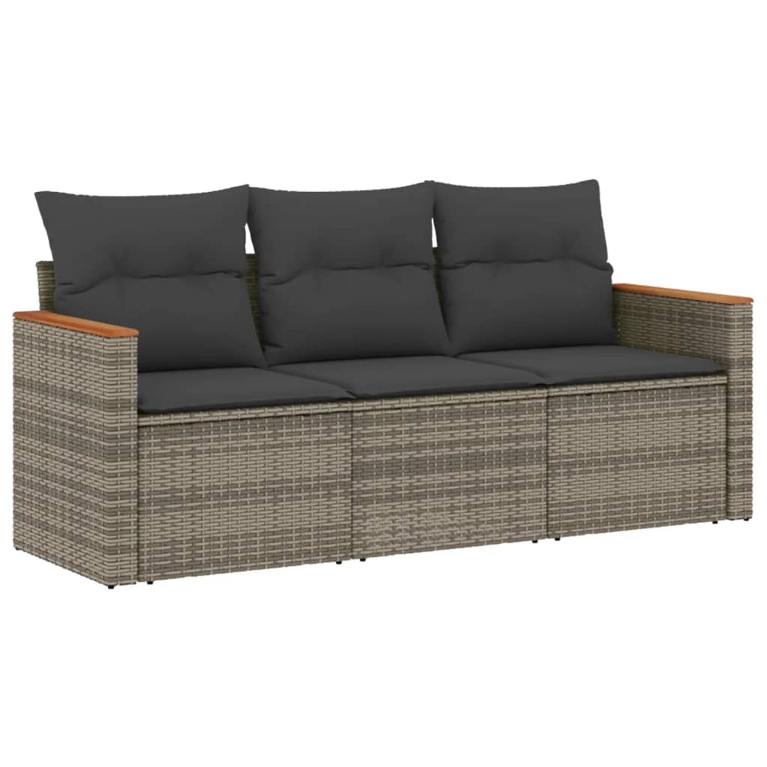 vidaXL 3-Tlg Garten-Sofagarnitur mit Kissen Grau Poly Rattan 3225759 günstig online kaufen