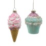 Marelida Baumschmuck: Eis und Cupcake aus Glas, mit Zuckerperlen als Christbaumschmuck.