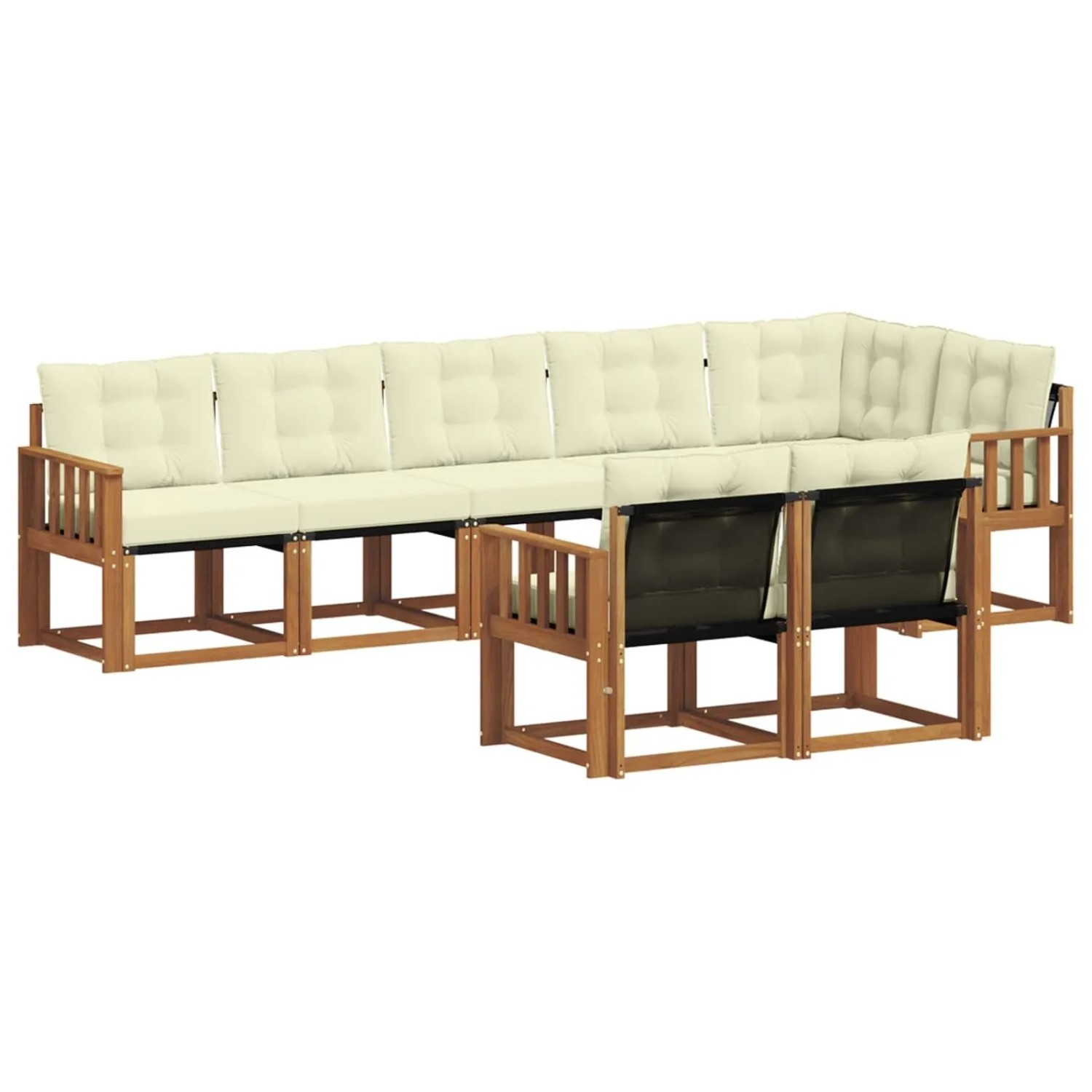 vidaXL Outdoor-Sofagarnitur mit Kissen 8-Tlg Natur und Creme 3368781