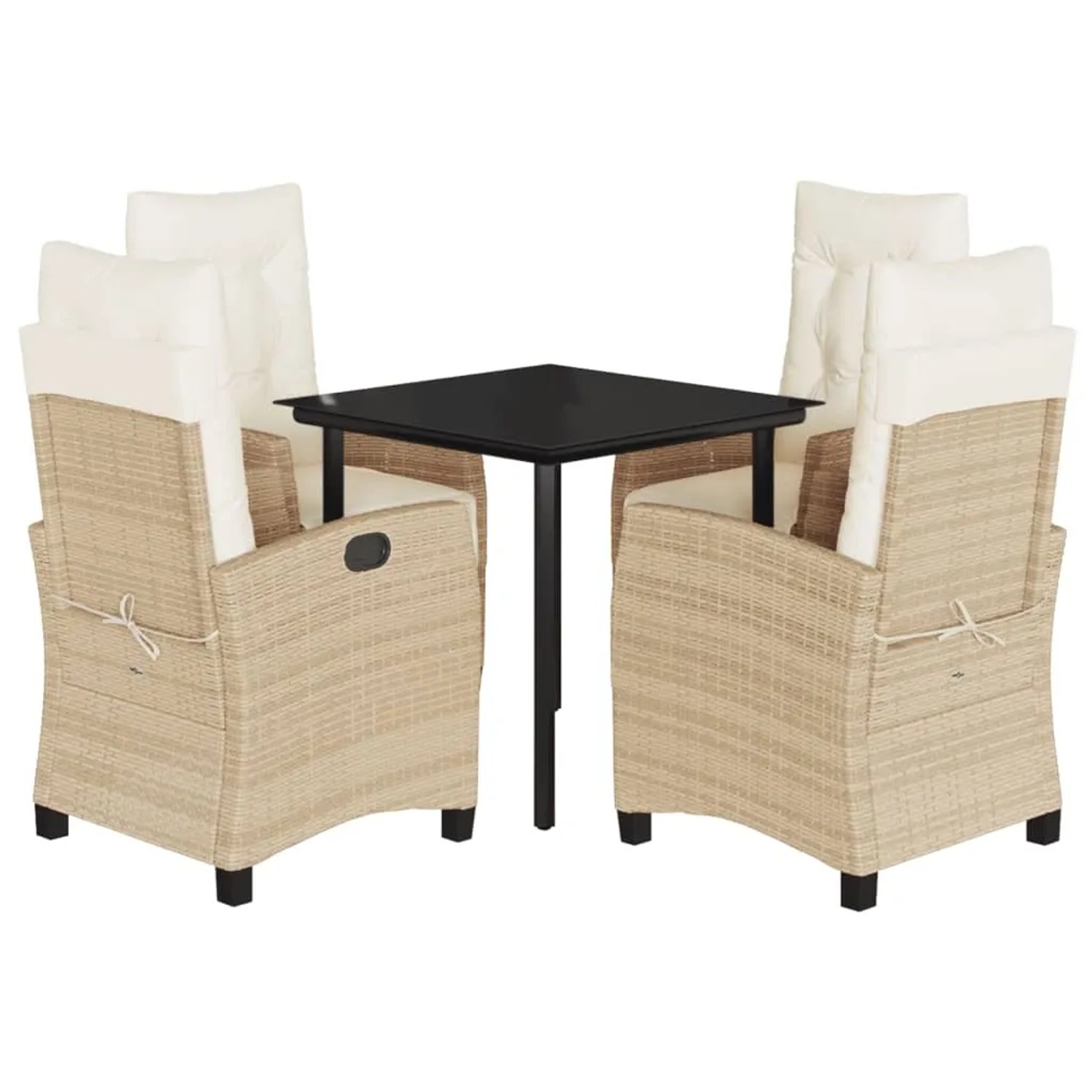 vidaXL 5-Tlg Garten-Essgruppe mit Kissen Beige Poly Rattan 3213010