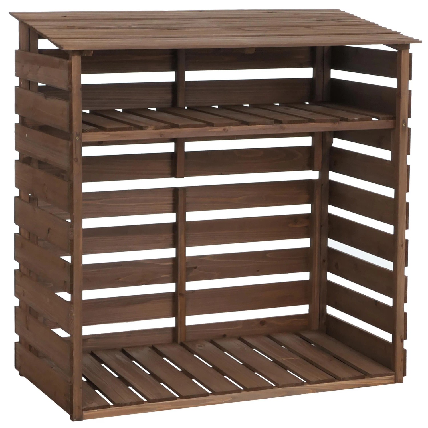 MCW Brennholzlager Q16 121x122x61cm Dunkelbraun
