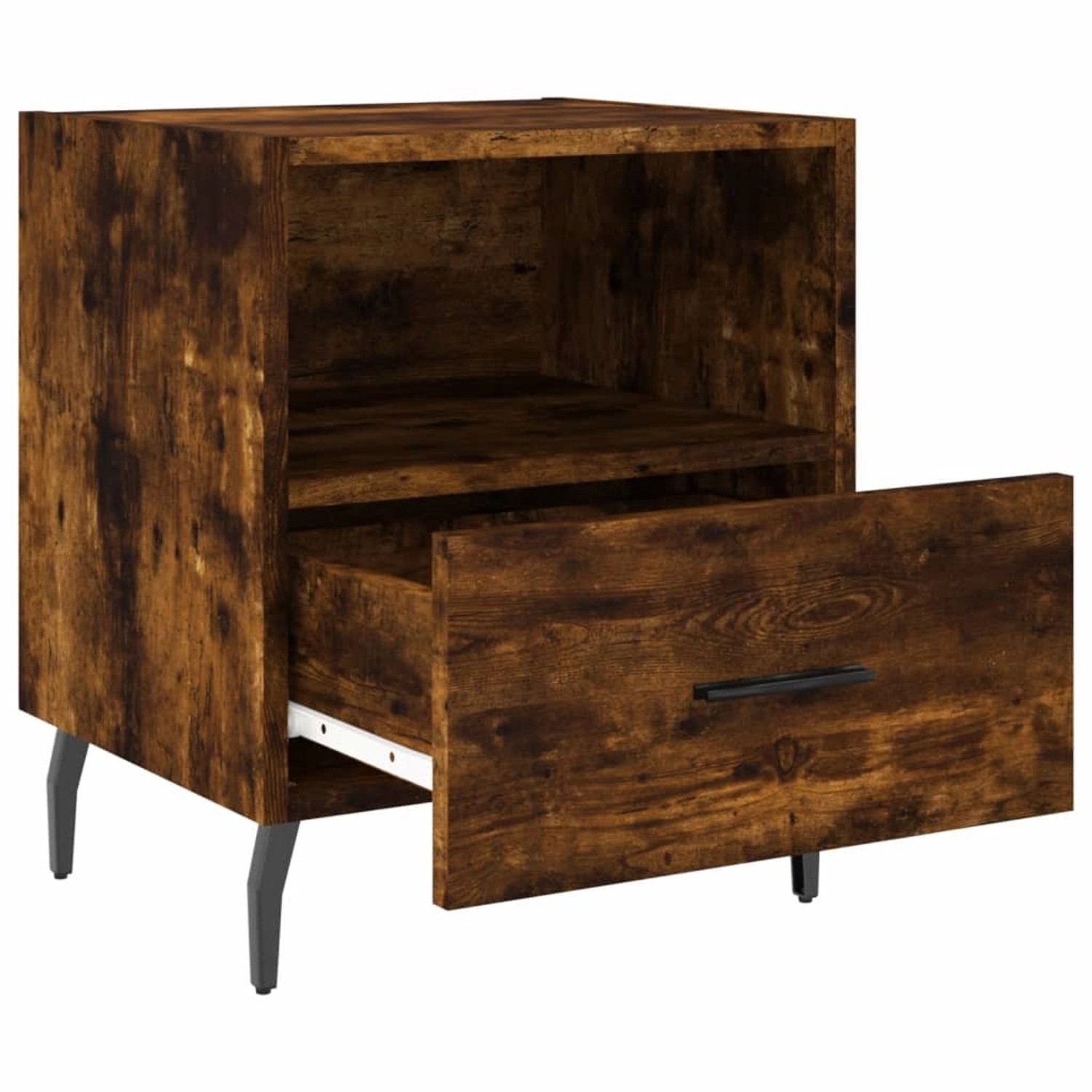 Nachttisch-Set in Räuchereiche Optik mit Schublade und Fach, Holzwerkstoff, 40x35x47,5 cm.