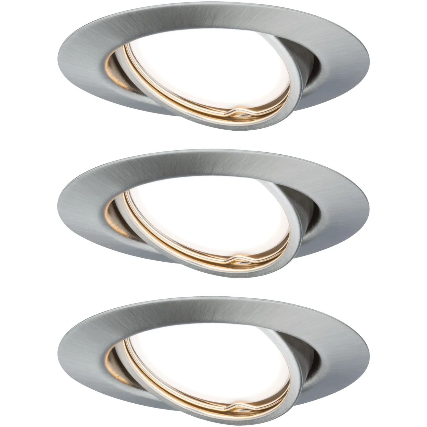 Paulmann LED-Einbauleuchten Base, 3er-Set, Eisen gebürstet, dimmbar, warmweiß.
