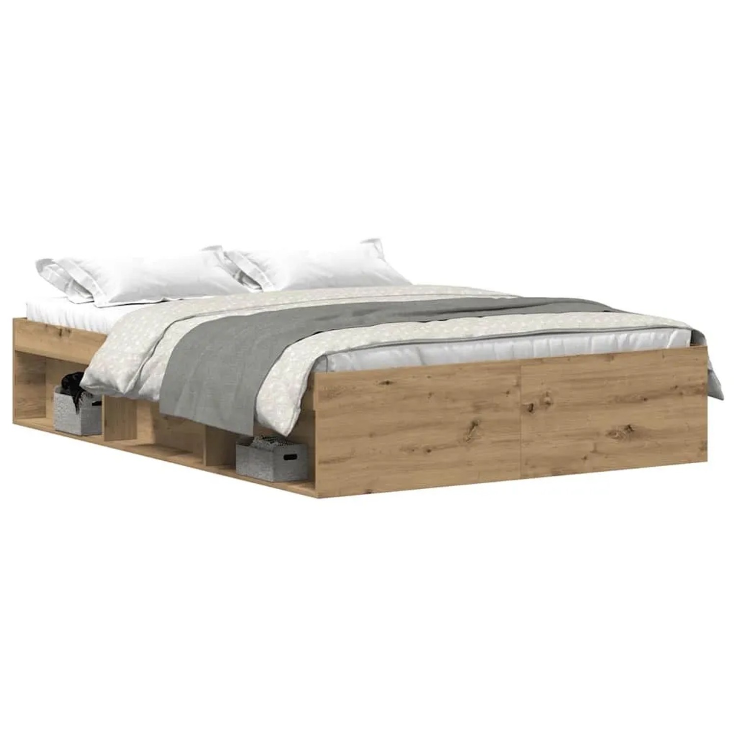 vidaXL Bettgestell ohne Matratze Artisan-Eiche 135x190cm Holzwerkstoff 3329 günstig online kaufen