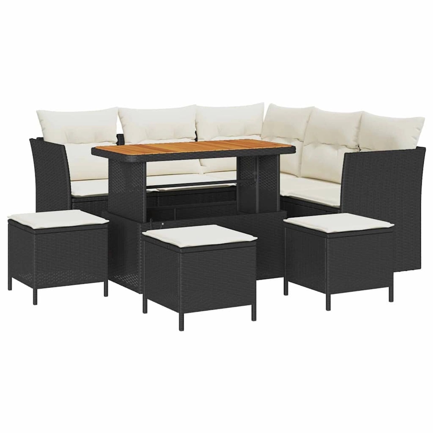 vidaXL 9-Teiliges Garten-Sofa-Set mit Kissen aus Schwarzem Poly Rattan und günstig online kaufen