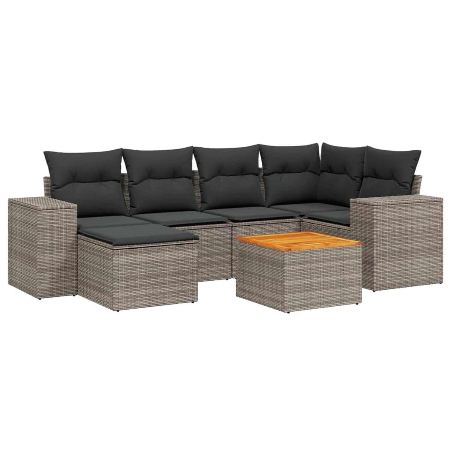 vidaXL 7-Tlg Garten-Sofagarnitur mit Kissen Grau Poly Rattan 3257880 günstig online kaufen